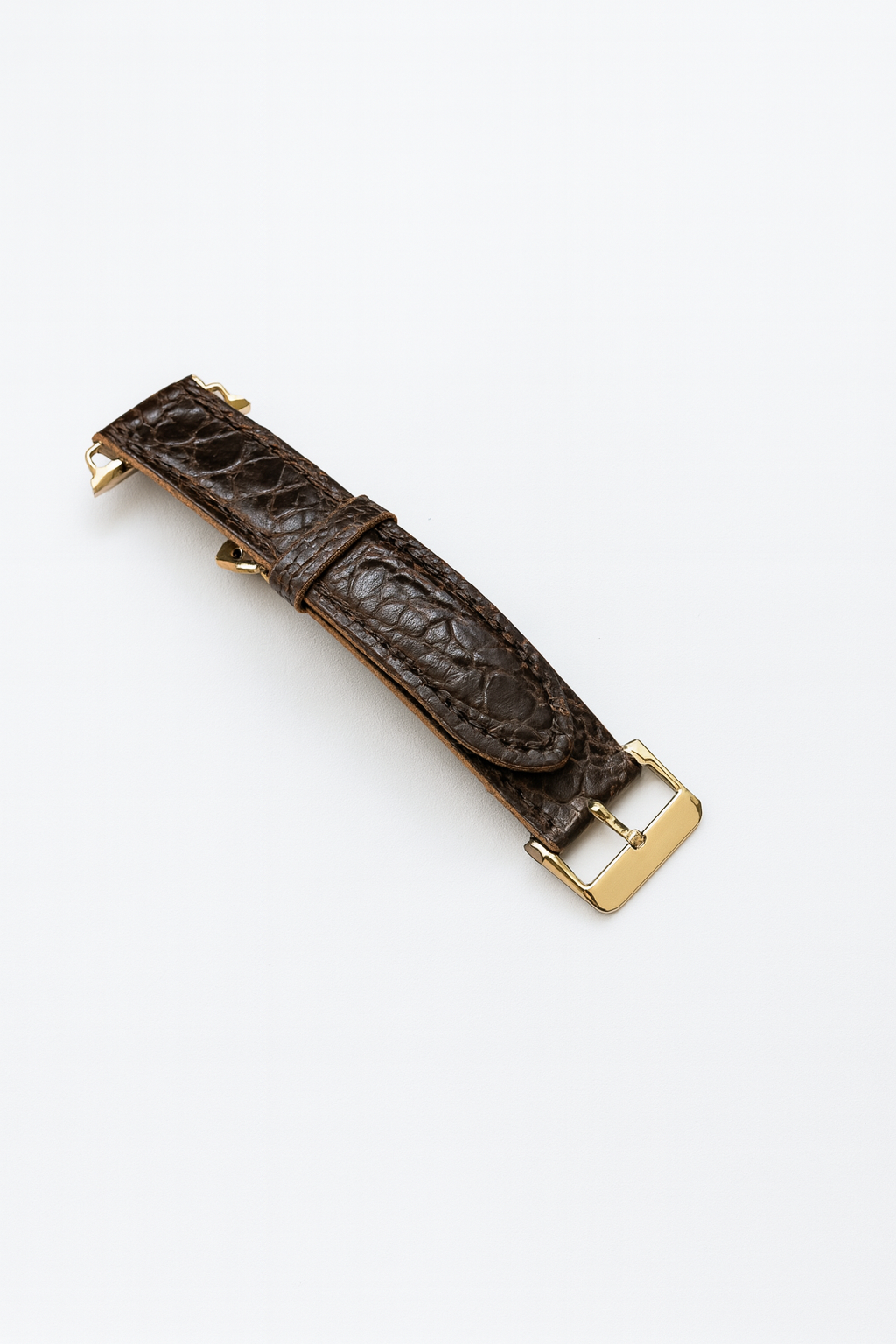 Textured Leather Watch Band (Dark Brown Croc Style)